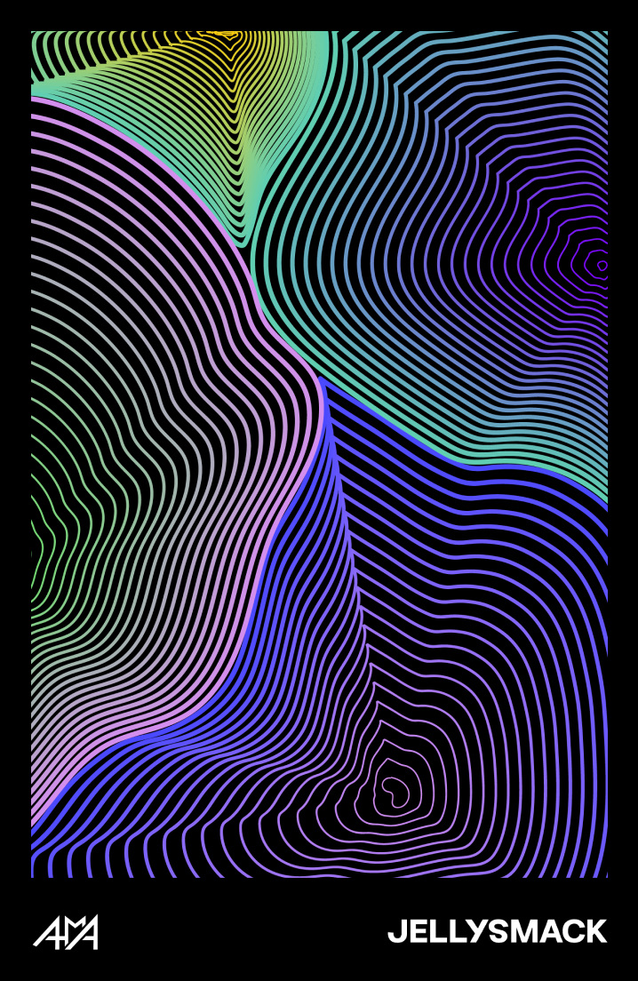 AMA × Jellysmack merch design with a contour-line pattern