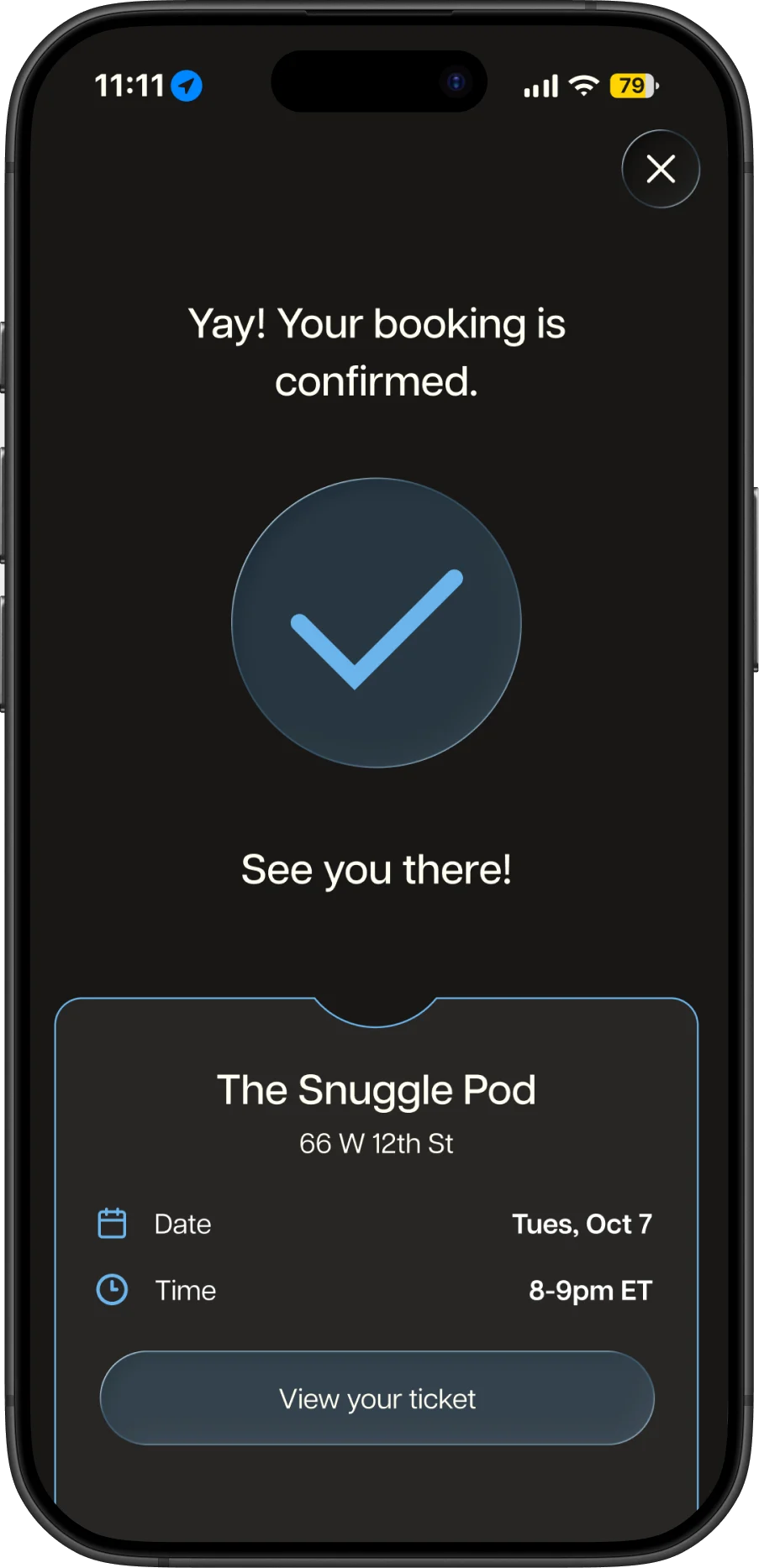 Yay! Your booking is confirmed.