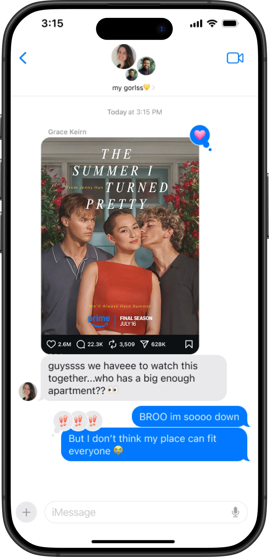 Before: a group chat asking who has a big enough apartment to watch the show together