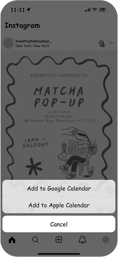 A post’s event added to the calendar