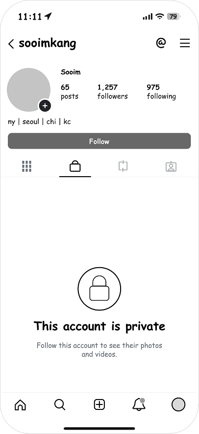 What a visitor sees on a private profile