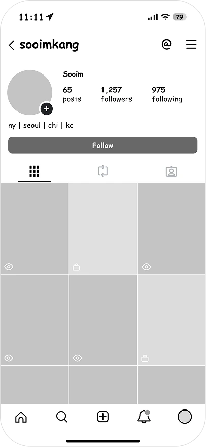 A public view that mixes public and private posts