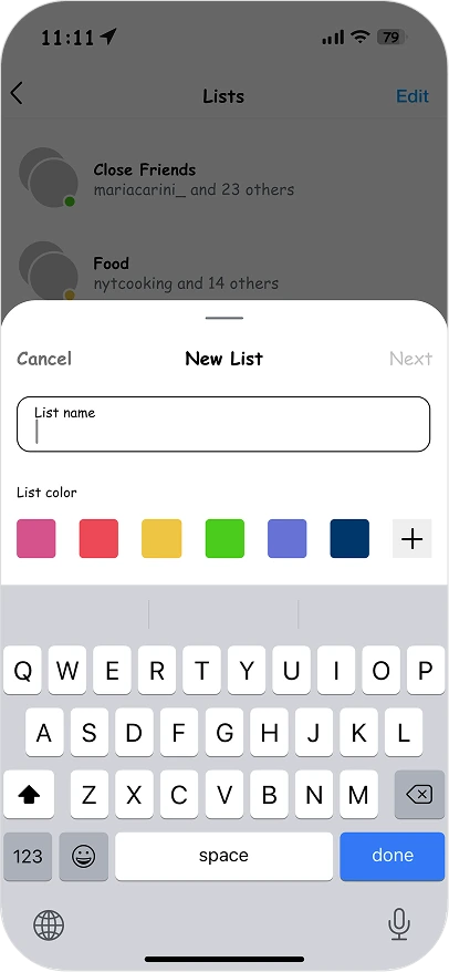 New list pop-up