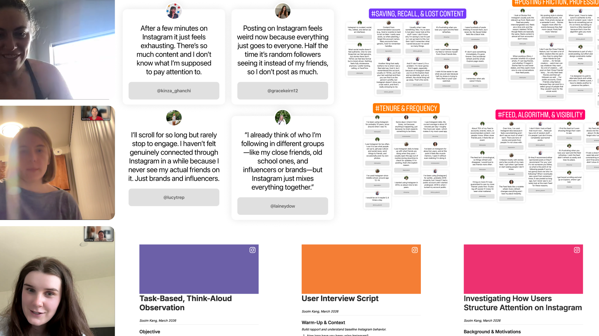 User interviews and affinity mapping: participant quotes, the affinity map, think-aloud sessions, and the research plan