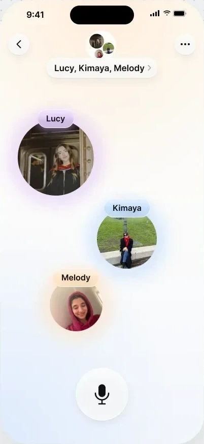 An empty group chat with the record button