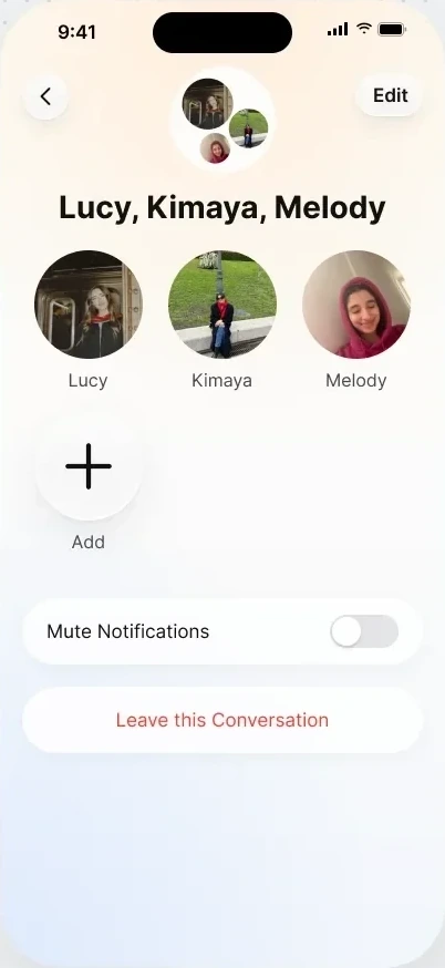 Group info: members and settings