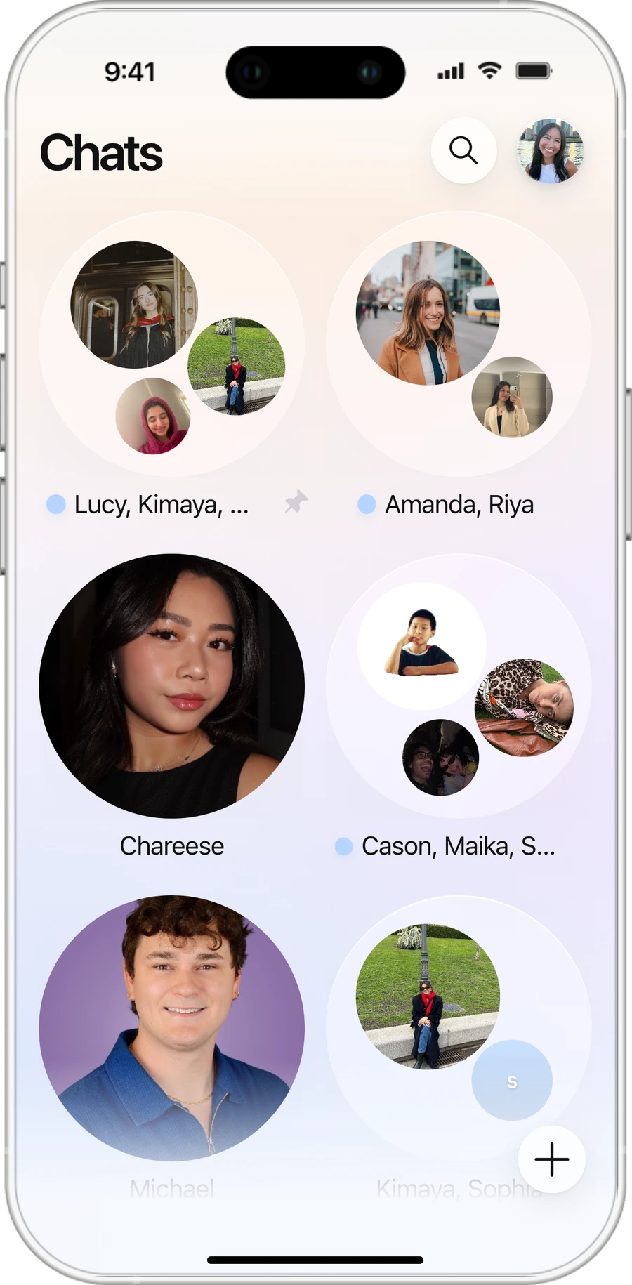 Shipped: All Chats shows the people in each chat, not message text
