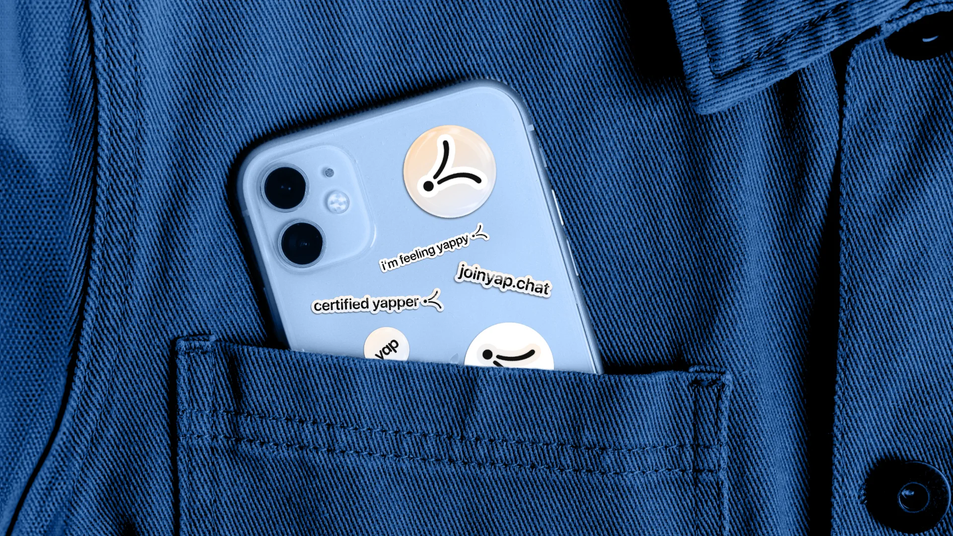 yap on a phone, tucked in a pocket